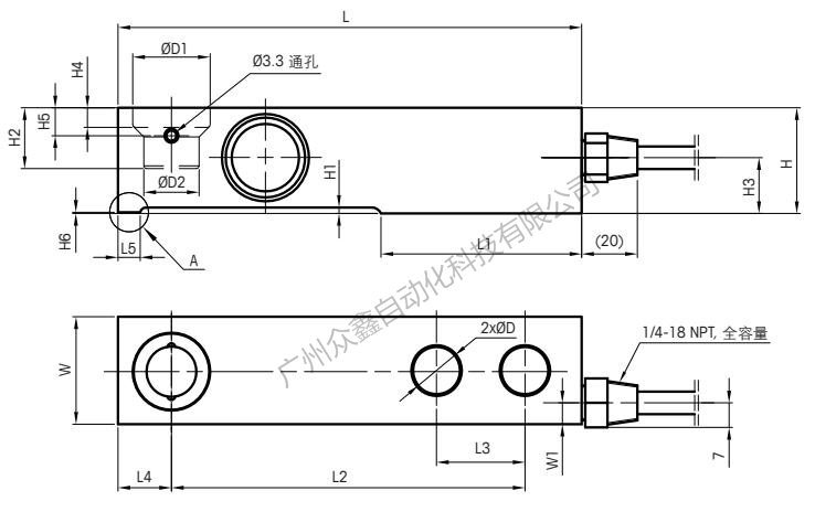 梅特勒托利多 SLB415-4.4T稱重傳感器安裝尺寸1