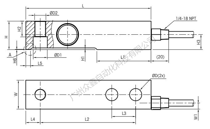 梅特勒托利多 SLB215-4.4T稱重傳感器安裝尺寸1