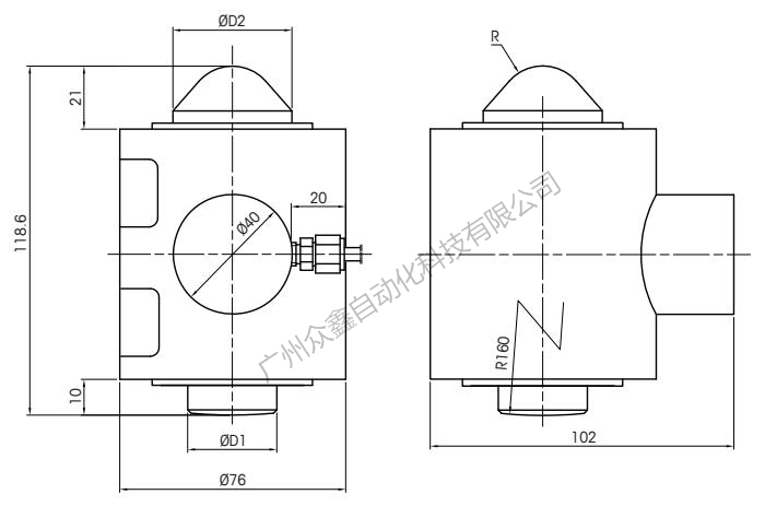 梅特勒托利多 PGD-20t稱(chēng)重傳感器安裝尺寸1