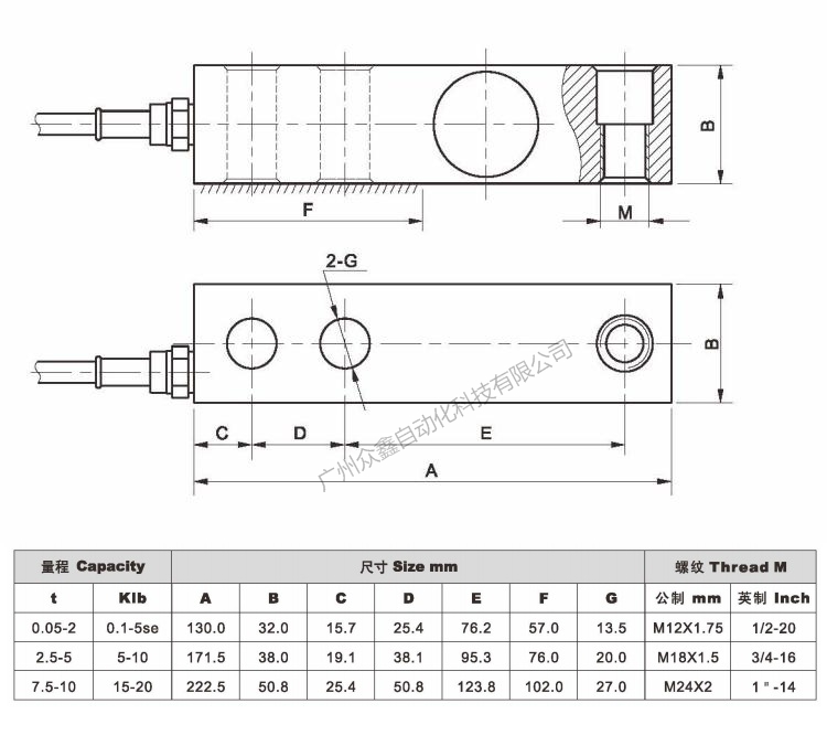 美國AC傳感器 GX-1-100kg稱重傳感器產(chǎn)品尺寸